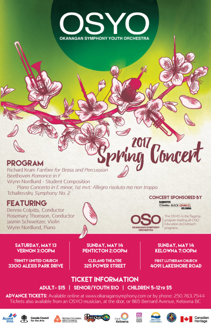 OKANAGAN SYMPHONY YOUTH ORCHESTRA. 80 MUSICIANS CLOSE OFF SEASON.