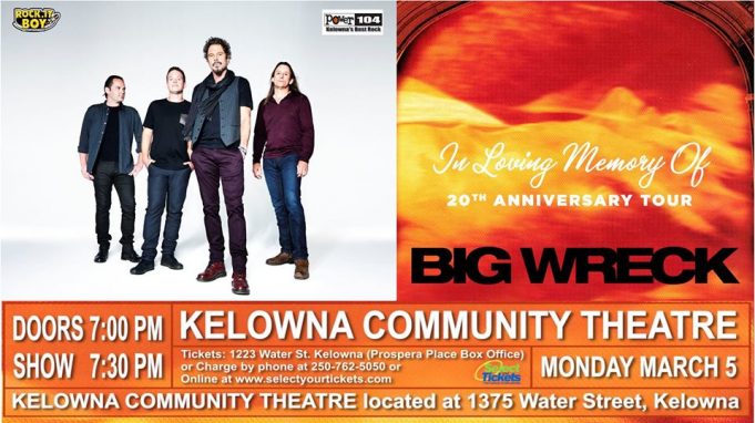 Big Wreck – 20th Anniversary Tour in Kelowna! Big Wreck live in Kelowna BC