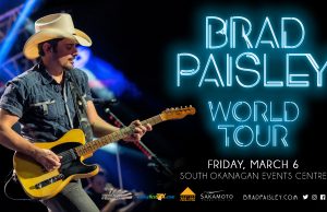 BRAD PAISLEY RETURNS TO PENTICTON FOR WORLD TOUR IN MARCH 2020