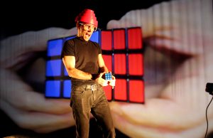 A stylish, dynamic, multimedia tour-de-force: Rick Miller’s BOOM X comes to Vernon