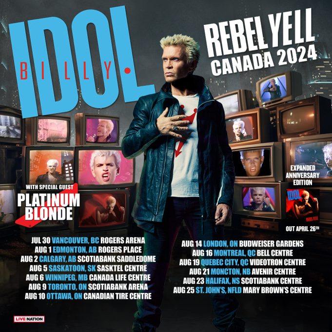 Billy Idol Announces Rebel Yell Canada 2024 Tour