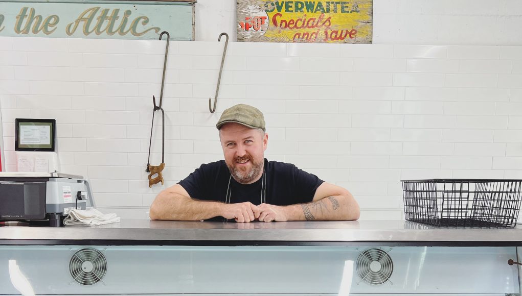 Matt behind the case